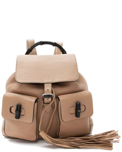 Gucci Brown Leather Bamboo Medium Backpack (authentic Pre-loved)