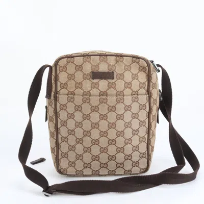 Pre-owned Gucci Brown Leather Canvas Shoulder Bag ()