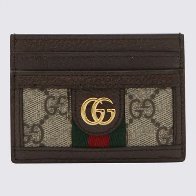Gucci Brown Leather Card Holder In Green