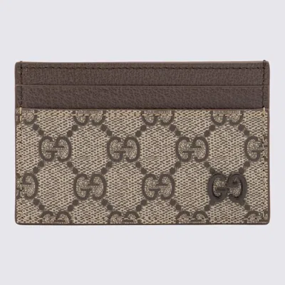 Gucci Men Gg Supreme Fabric And Leather Card Holder In Multi