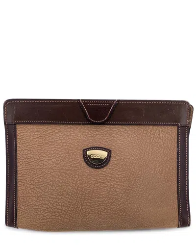 Gucci Brown Leather Clutch Bag (authentic Pre-loved)