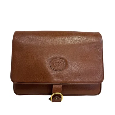 Pre-owned Gucci Brown Leather Clutch Bag Pouch ()