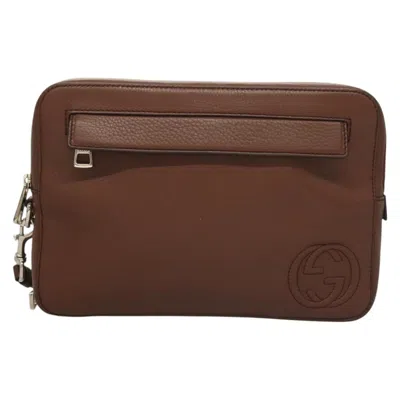 Pre-owned Gucci Brown Leather Clutch Bag ()