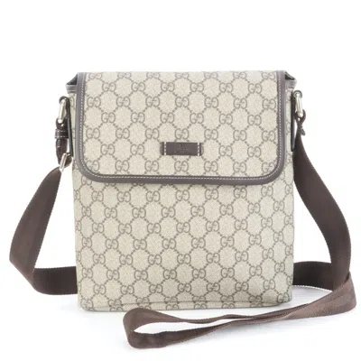 Pre-owned Gucci Brown Leather Coated Canvas Shoulder Bag ()