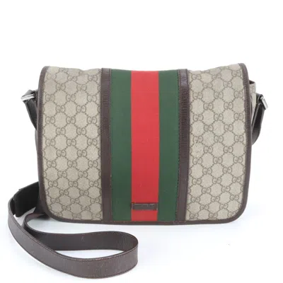 Pre-owned Gucci Brown Leather Coated Canvas Shoulder Bag ()