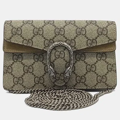 Pre-owned Gucci Brown Leather Dionysus Mini Crossbody Bag