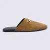 Gucci Camel Suede Slippers In Brown