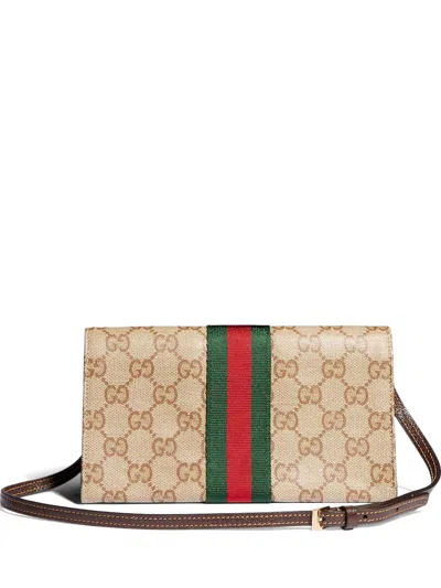 Gucci Brown Leather Gg Coin Pouch