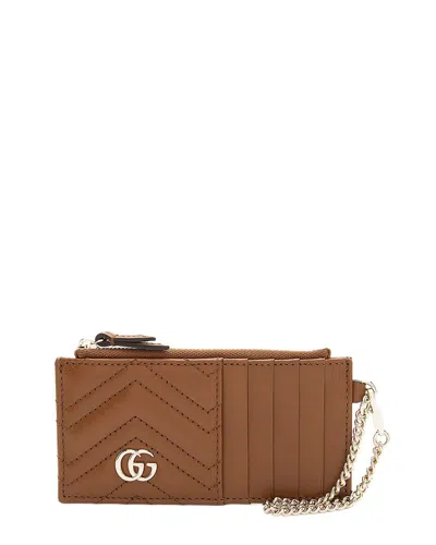 Gucci Brown Leather Gg Marmont Key Card Case, Never Carried (authentic Pre-  Loved)