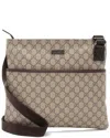 Gucci Brown Leather Gg Plus Flat Messenger (authentic Pre-loved)