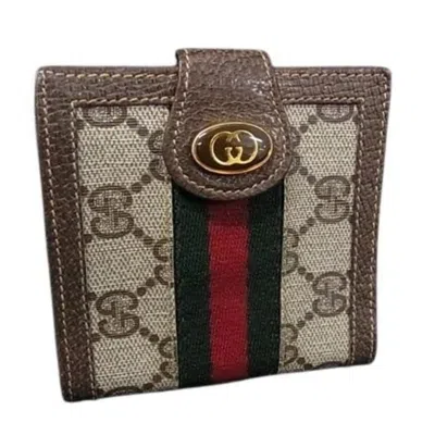 Pre-owned Gucci Brown Leather Gg Supreme Wallet (bi-fold) ()