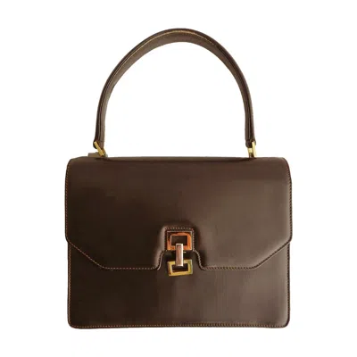 Pre-owned Gucci Brown Leather Handbag Top Handles Bag Vintage, Late 20th Century