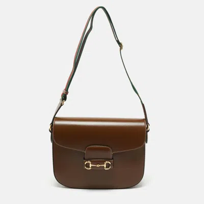 Pre-owned Gucci Brown Leather Horsebit 1955 Shoulder Bag