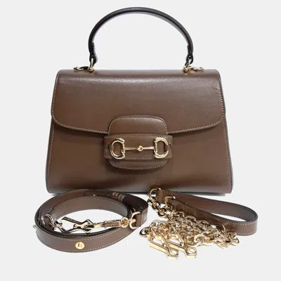 Pre-owned Gucci Brown Leather Horsebit 1955 Tote And Shoulder Bag