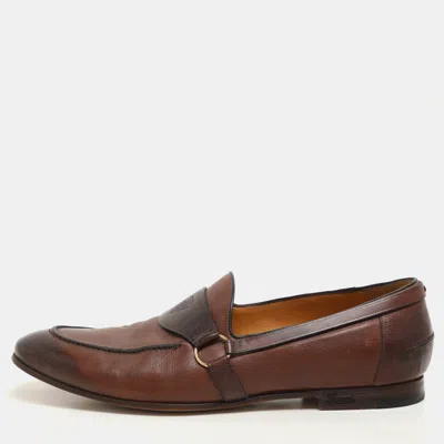 Pre-owned Gucci Brown Leather Hysteria Loafers Size 42