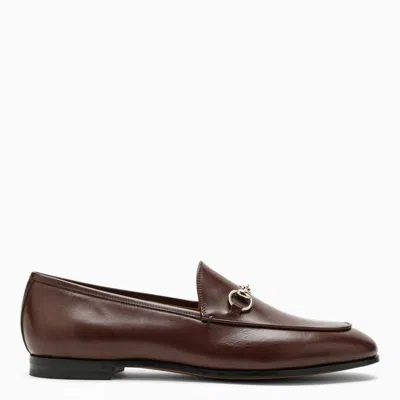 Gucci Jordaan Leather Loafers In Brown