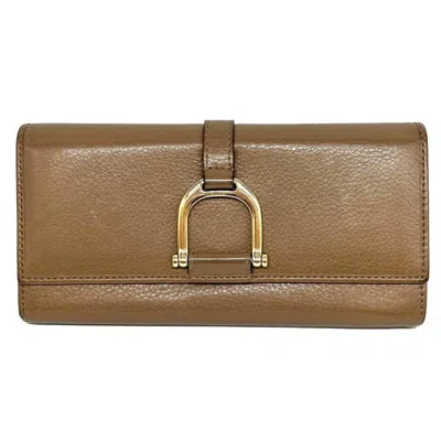 Pre-owned Gucci Brown Leather Long Wallet (bi-fold) ()