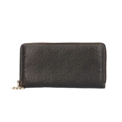 Pre-owned Gucci Brown Leather Long Wallet (bi-fold) ()