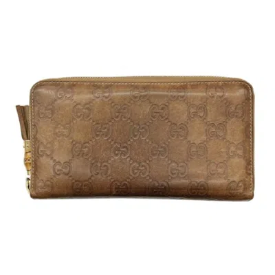 Pre-owned Gucci Brown Leather Long Wallet (bi-fold) ()