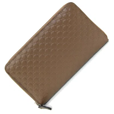 Pre-owned Gucci Brown Leather Long Wallet (bi-fold) ()