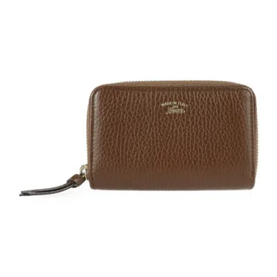 Pre-owned Gucci Brown Leather Long Wallet (bi-fold) ()