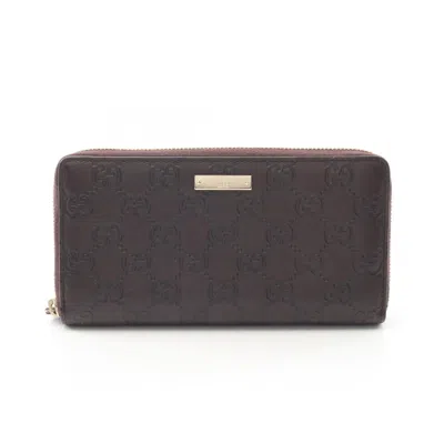 Pre-owned Gucci Brown Leather Long Wallet (bi-fold) ()