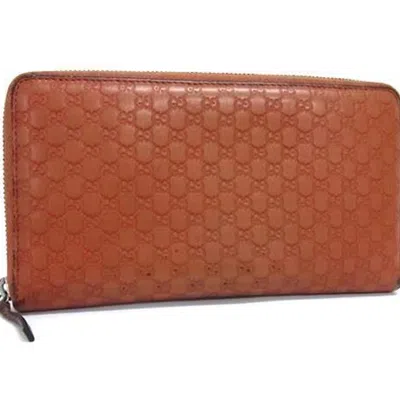 Pre-owned Gucci Brown Leather Long Wallet (bi-fold) ()