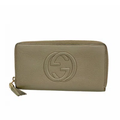 Pre-owned Gucci Brown Leather Long Wallet (bi-fold) ()
