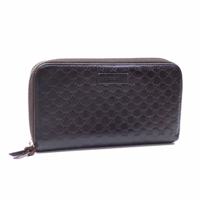 Pre-owned Gucci Brown Leather Long Wallet (bi-fold) ()