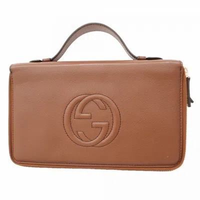 Pre-owned Gucci Brown Leather Long Wallet (bi-fold) ()