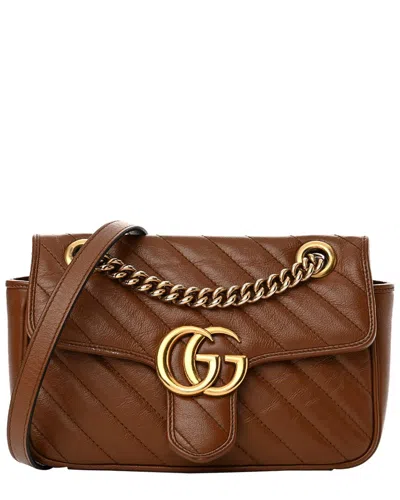 Gucci Brown Leather Marmont Chain Shoulder Bag (authentic Pre-loved)