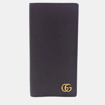 Pre-owned Gucci Brown Leather Marmont Long Wallet (436023)
