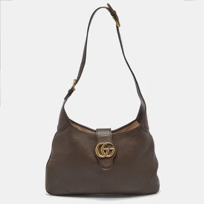 Pre-owned Gucci Brown Leather Medium Aphrodite Hobo