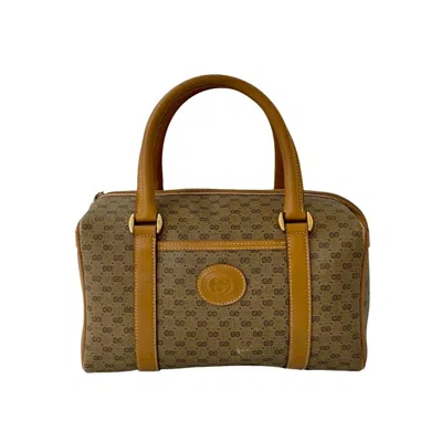 Pre-owned Gucci Brown Leather Pvc Boston Bag Handbag ()