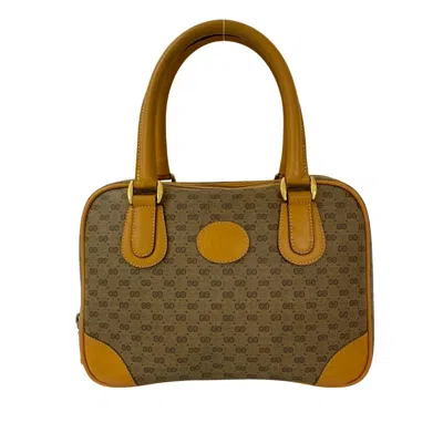 Pre-owned Gucci Brown Leather Pvc Boston Bag Handbag ()