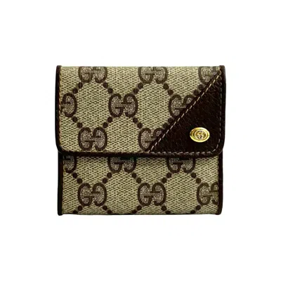 Pre-owned Gucci Brown Leather Pvc Coin Purse/coin Case ()