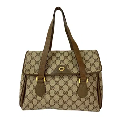 Pre-owned Gucci Brown Leather Pvc Handbag Tote Bag ()