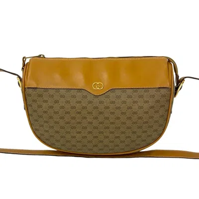 Pre-owned Gucci Brown Leather Pvc Shoulder Bag ()