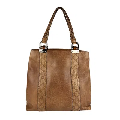 Pre-owned Gucci Brown Leather Shoulder Bag Tote Bag ()