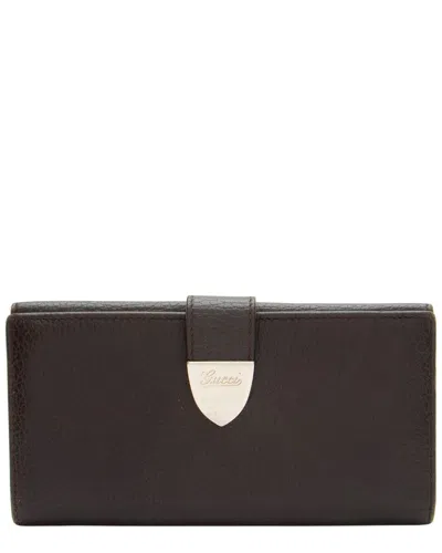 Pre-owned Gucci Brown Leather Signoria Continental Wallet (authentic Pre-loved)