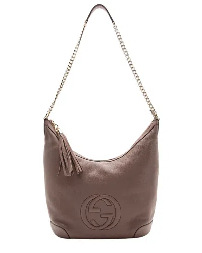 Gucci Brown Leather Soho Chain Medium Hobo (authentic Pre-loved) In Pink
