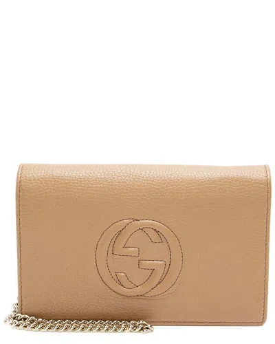 Gucci Brown Leather Soho Wallet On Chain (authentic Pre-loved)