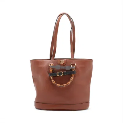Pre-owned Gucci Brown Leather Tote Bag ()