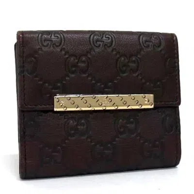 Pre-owned Gucci Brown Leather Wallet (bi-fold) ()