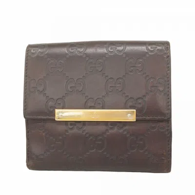 Pre-owned Gucci Brown Leather Wallet (bi-fold) ()