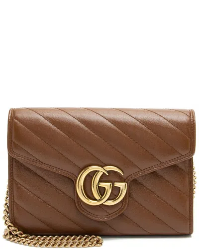 GUCCI GUCCI BROWN LEATHER WALLET ON CHAIN (AUTHENTIC PRE-LOVED)