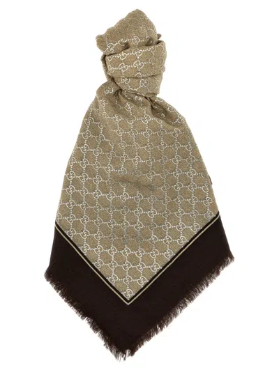 GUCCI BROWN LOGO SCARF