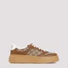 Gucci Textured Leather Sneakers With Branded Chunky Outsole In Brown