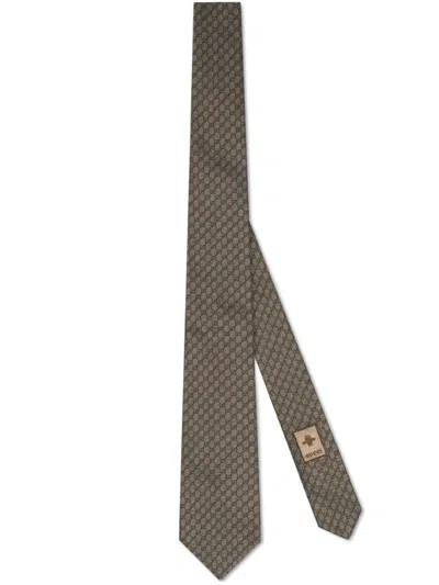 GUCCI BROWN LOGO TIE
