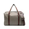 Gucci Large Duffle Bag With Web In Brown